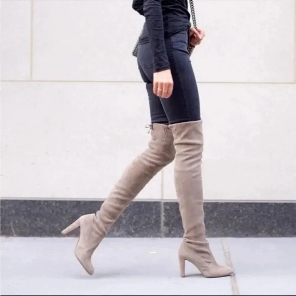 Stuart Weitzman Highland Heel Boot in Taupe Size 37